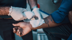Medic Helping Victim